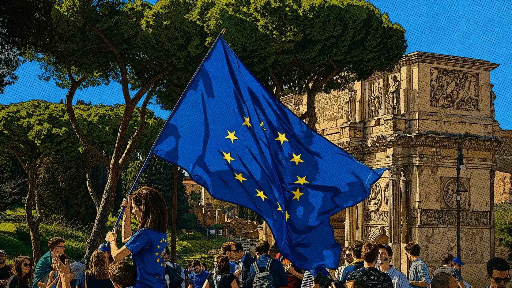 People gathering at a European startup and venture capital event